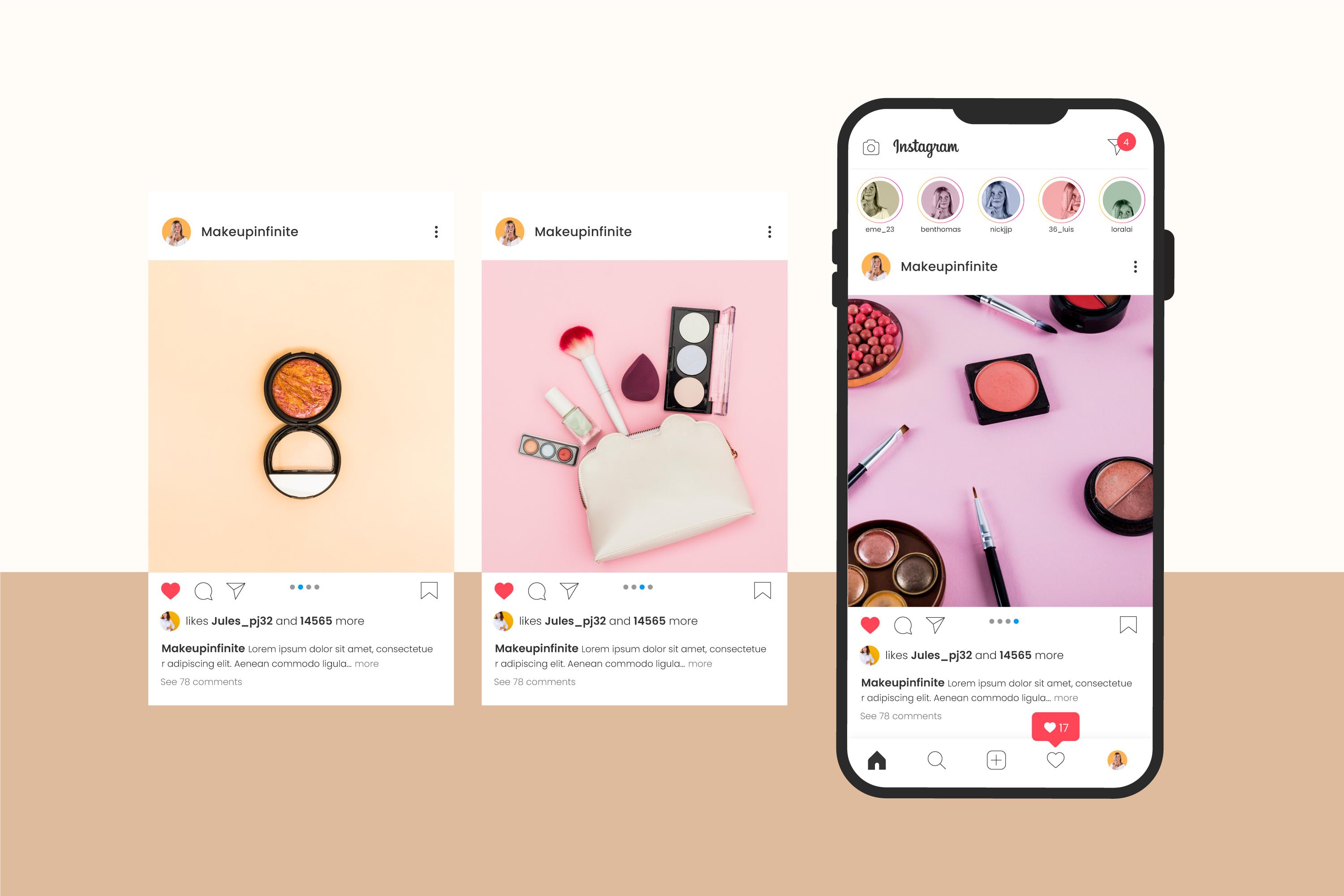 Instagram ad placement examples in feed and explore