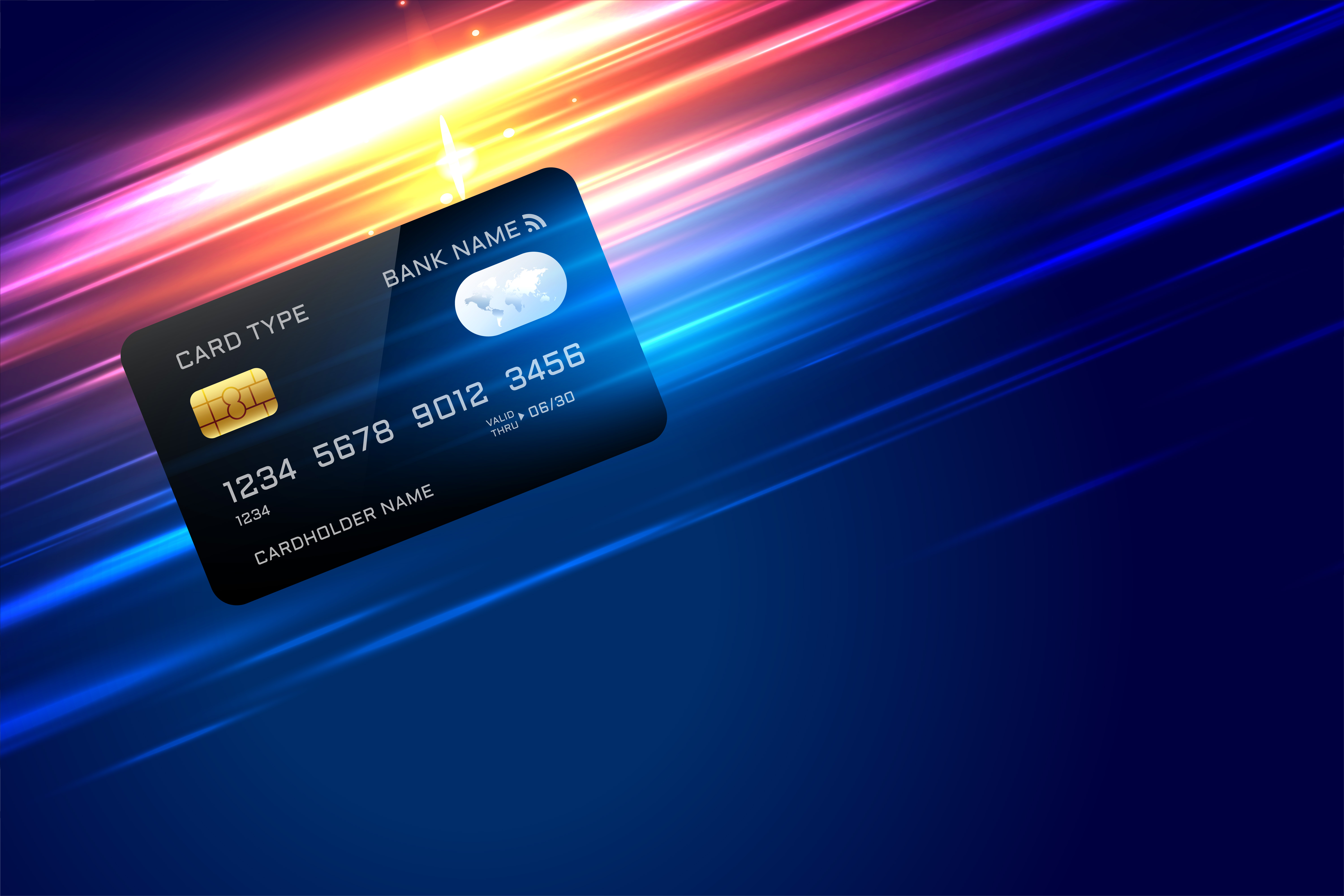 Credit card details in a speed displayed