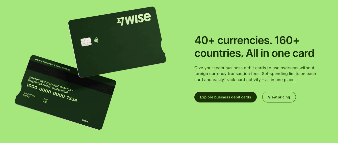 Wise corporate card for businesses managing multi current accounts


