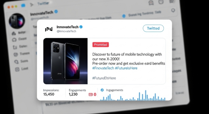 Screenshot mockup showing a promoted tweet  for advertising with Twitter Screenshot mockup showing a promoted tweet  for advertising with Twitter