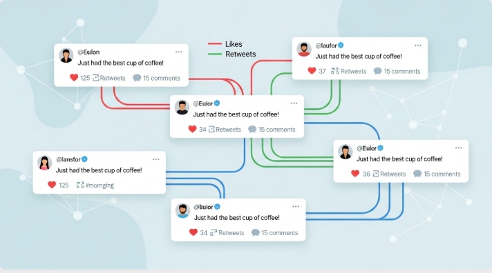Visual of tweets generating engagement through Twitter Advertising Visual of tweets generating engagement through Twitter Advertising
