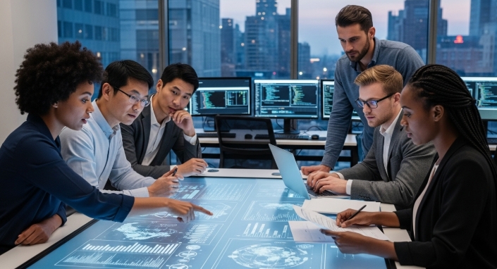  Business team planning identity fraud prevention strategies