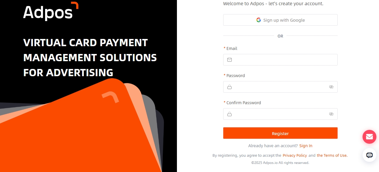  Adpos dashboard displaying login details