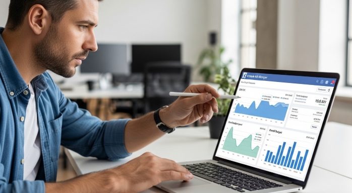  Marketer reviewing Facebook advertising cost