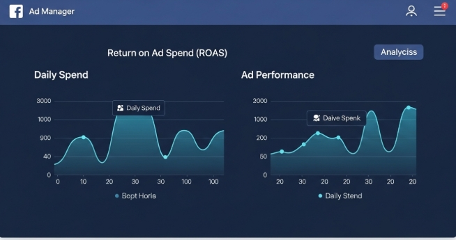 Dashboard showing daily Facebook ad budget metrics