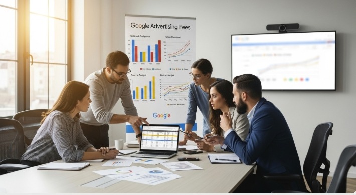 image - Bycard Team discussing google advertising fees and budget