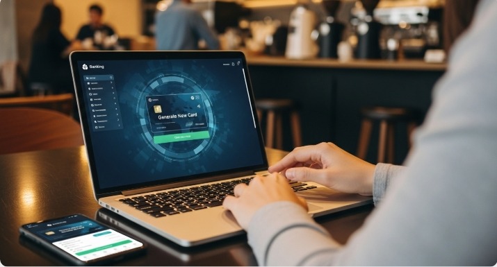 image - Bycard A person creating a virtual card on a laptop