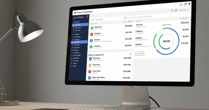 expense tracking dashboard with categorized business transactions