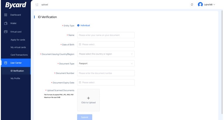 Bycard’s ID verification dashboard for Secure authentication Bycard’s ID verification dashboard for Secure authentication