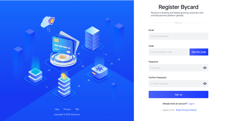 image - Bycard Screenshot of Bycard dashboard showing signup page