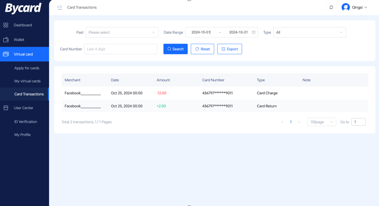 image - Bycard Bycard business expense tracker dashboard showing expenses