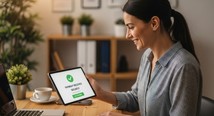 image - Bycard business owner receiving online payments securely