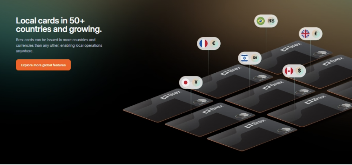 Brex business credit card dashboard for international transaction