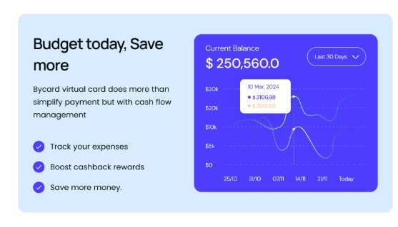 screenshot of Bycards dashboard used for budget management