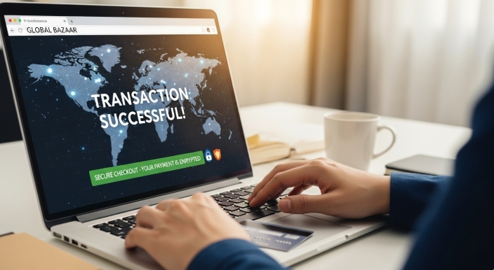 Successful international transaction using secure checkout