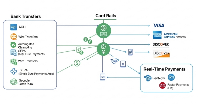Diagram of different payment rails Diagram of different payment rails
