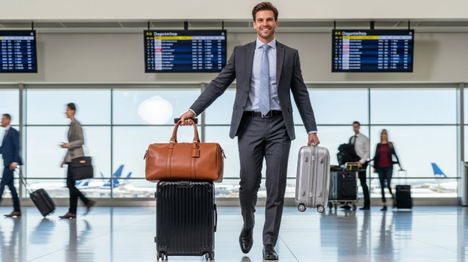 team member on a business travel at the airport team member on a business travel at the airport