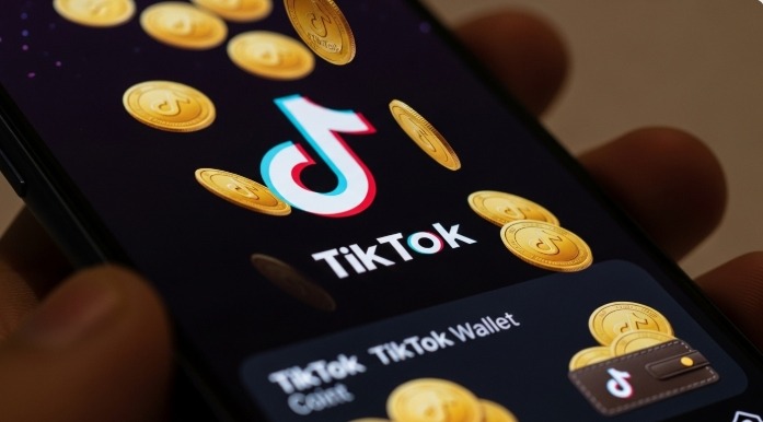 image - Bycard Close-up of phone successful TikTok coins