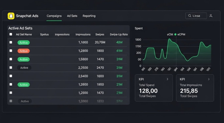 Screenshot of Snapchat Ads dashboard Screenshot of Snapchat Ads dashboard