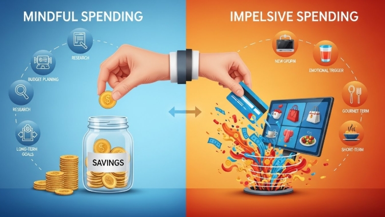 Mindful spending vs impulsive spending for better money habits