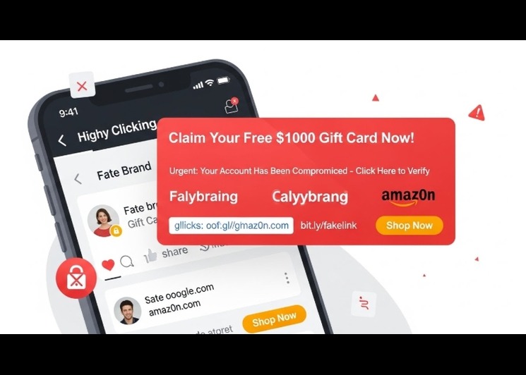 Illustration of phishing links on social media ads