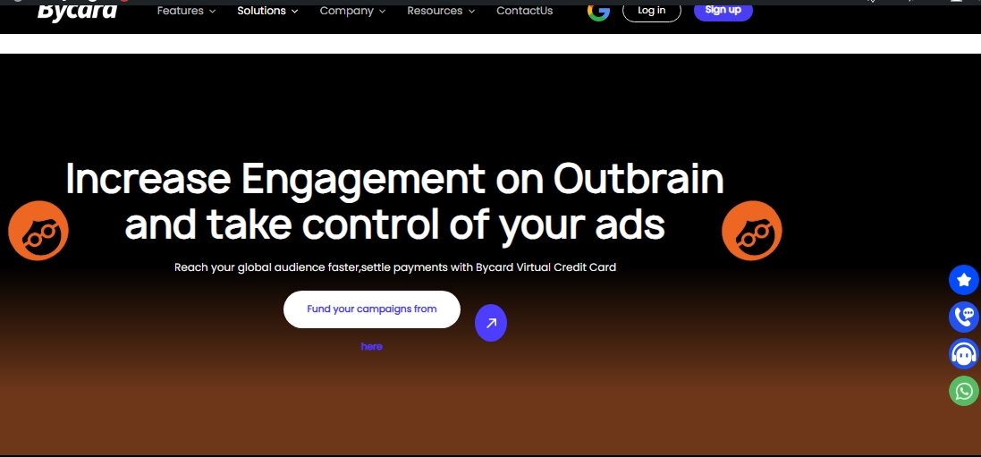 Bycard virtual card dashboard for Outbrain Advertising spend Bycard virtual card dashboard for Outbrain Advertising spend