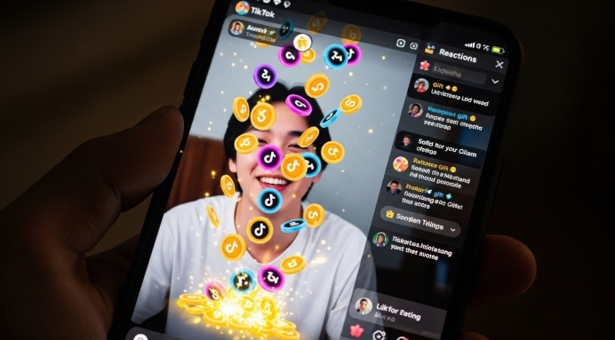 cheap TikTok coins being gifted during a livestream on mobile