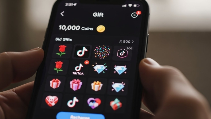 A smartphone showing TikTok gifts and coins