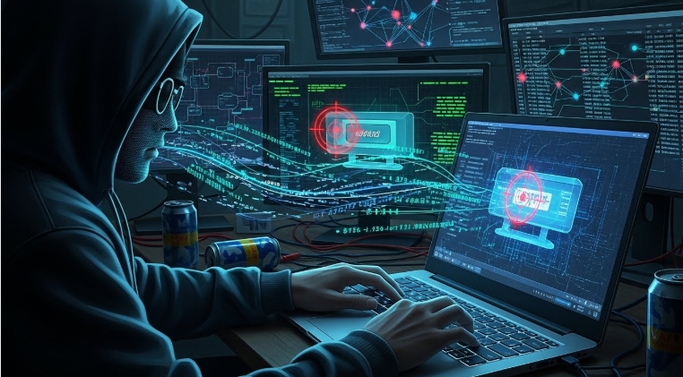 Hacker attempting online payment fraud