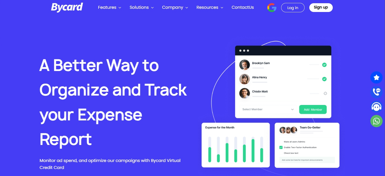 screenshot of Bycard’s dashboard for better money habits management