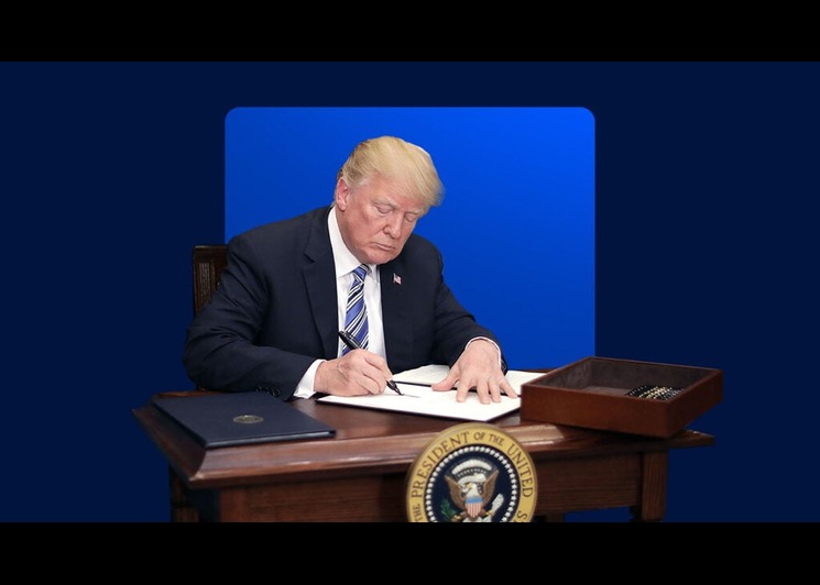 Trump reviewing a Credit Card statement