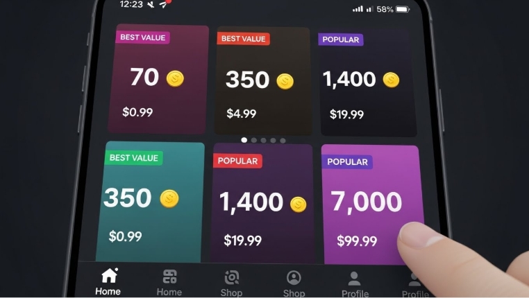 Buying Coins on TikTok to support creators