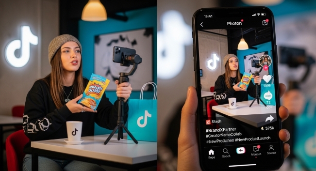 Brand partnership between TikTok creator and business