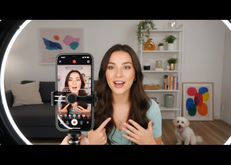 TikTok content creator recording video