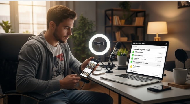 creator checking TikTok monetization requirements 