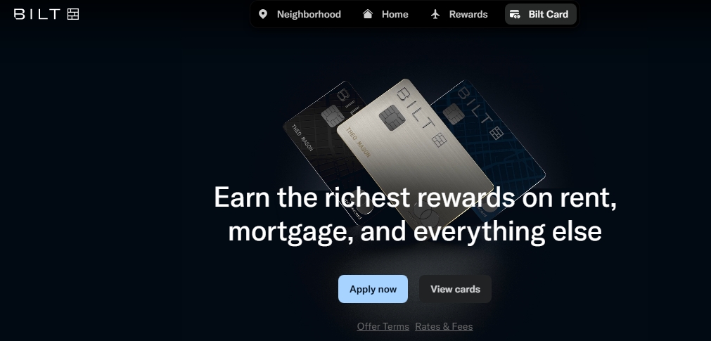 screenshot of Bilt app dashboard screenshot of Bilt app dashboard
