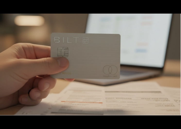 hand holding a Bilt Card to make payment