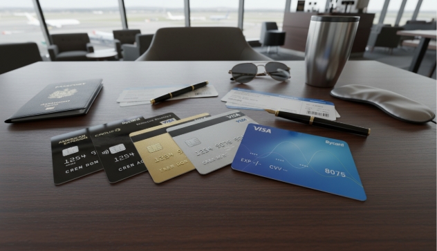 bycard credit cards arranged to illustrate travel card