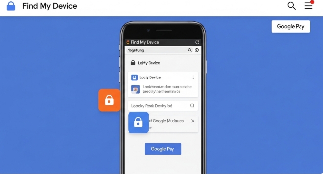 Find My Device page used to lock lost phone with Google Pay security Find My Device page used to lock lost phone with Google Pay security