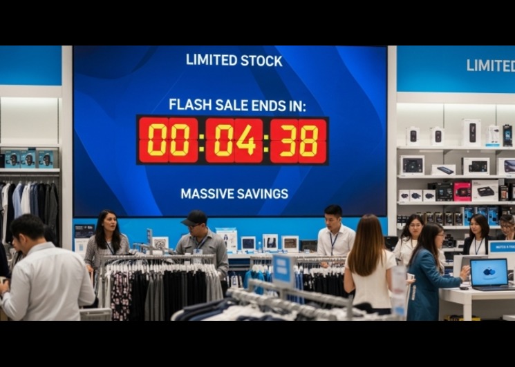 Flash sale countdown timer creating scarcity in retail