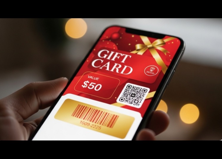 Mobile Phone Showing Digital Gift Card