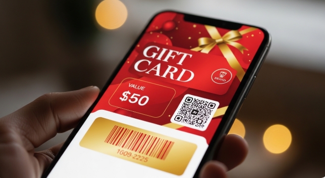 Mobile Phone Showing Digital Gift Card Mobile Phone Showing Digital Gift Card