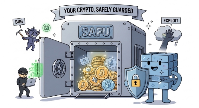 Illustration of cryptocurrency stored for safety