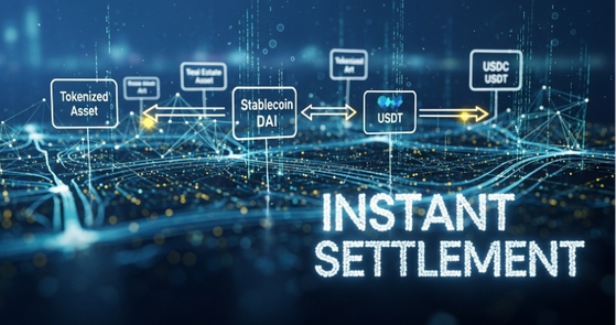 Instant settlement of tokenized assets via stablecoins Instant settlement of tokenized assets via stablecoins