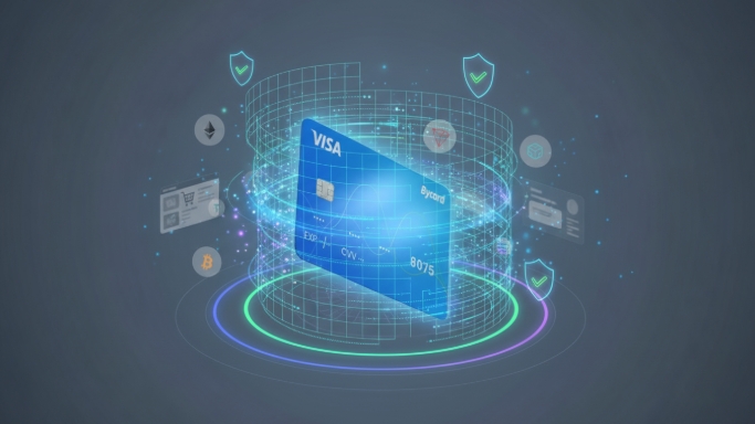 Bycard virtual card protected by digital security layers, illustrating safe online payments