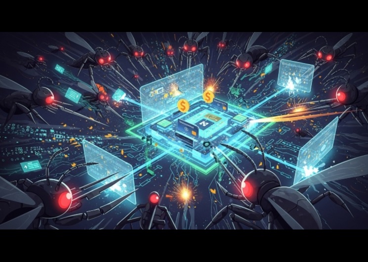 Illustration of bots attacking a payment system
