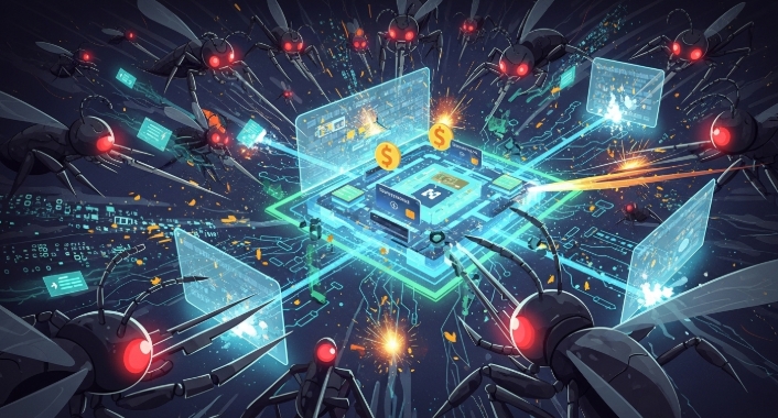 Illustration of bots attacking a payment system Illustration of bots attacking a payment system