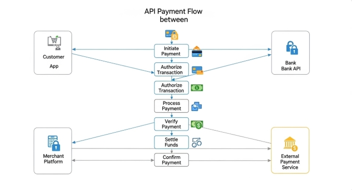 diagram showing api payments flow between platforms