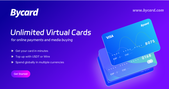 Display Banner for Bycard, with features and benefits