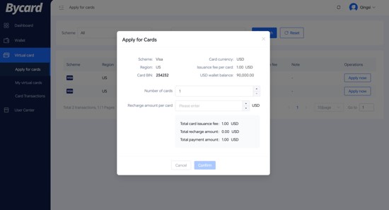 bycard virtual card platform for managing business payments